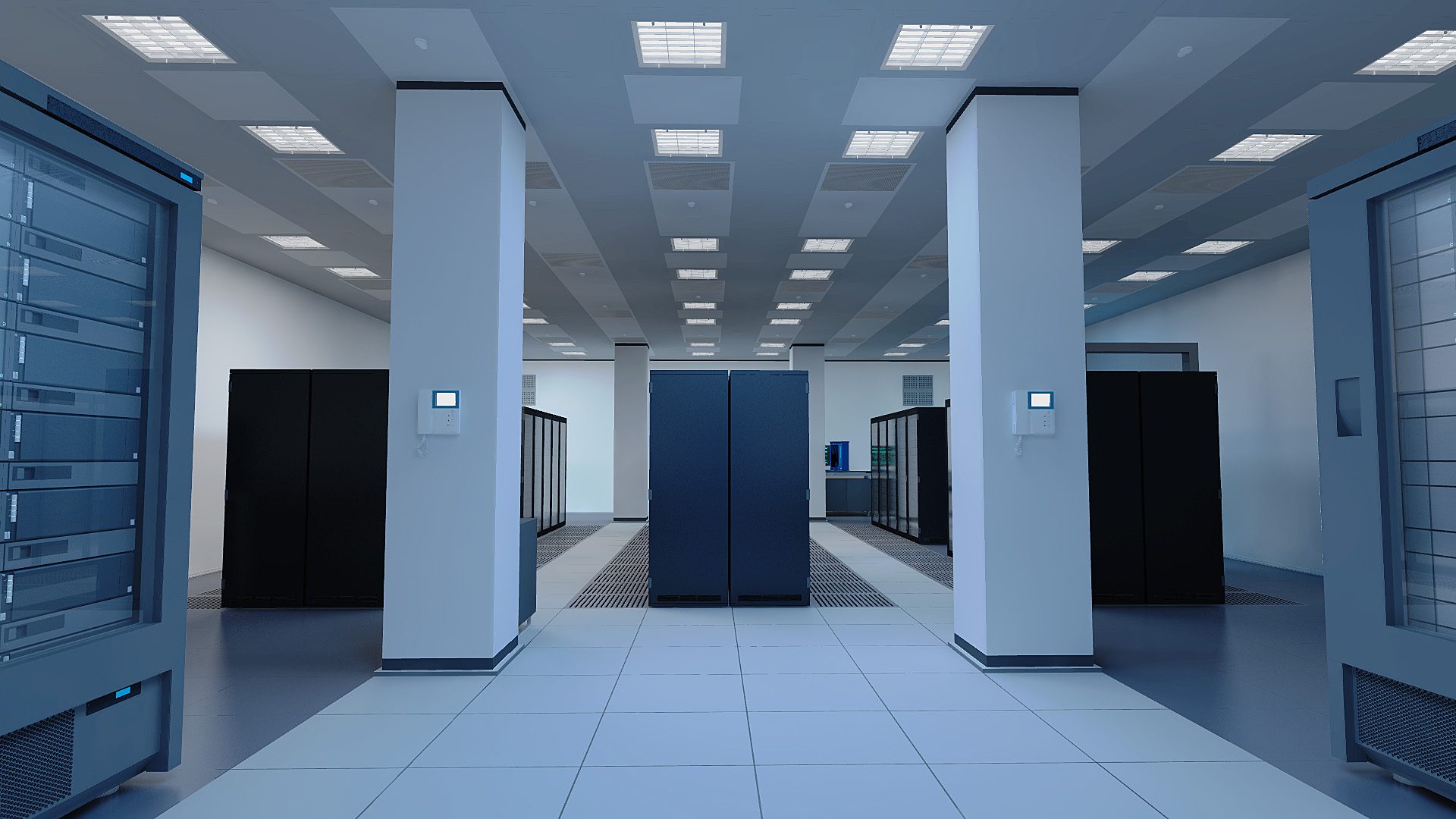 Modern data centre server room