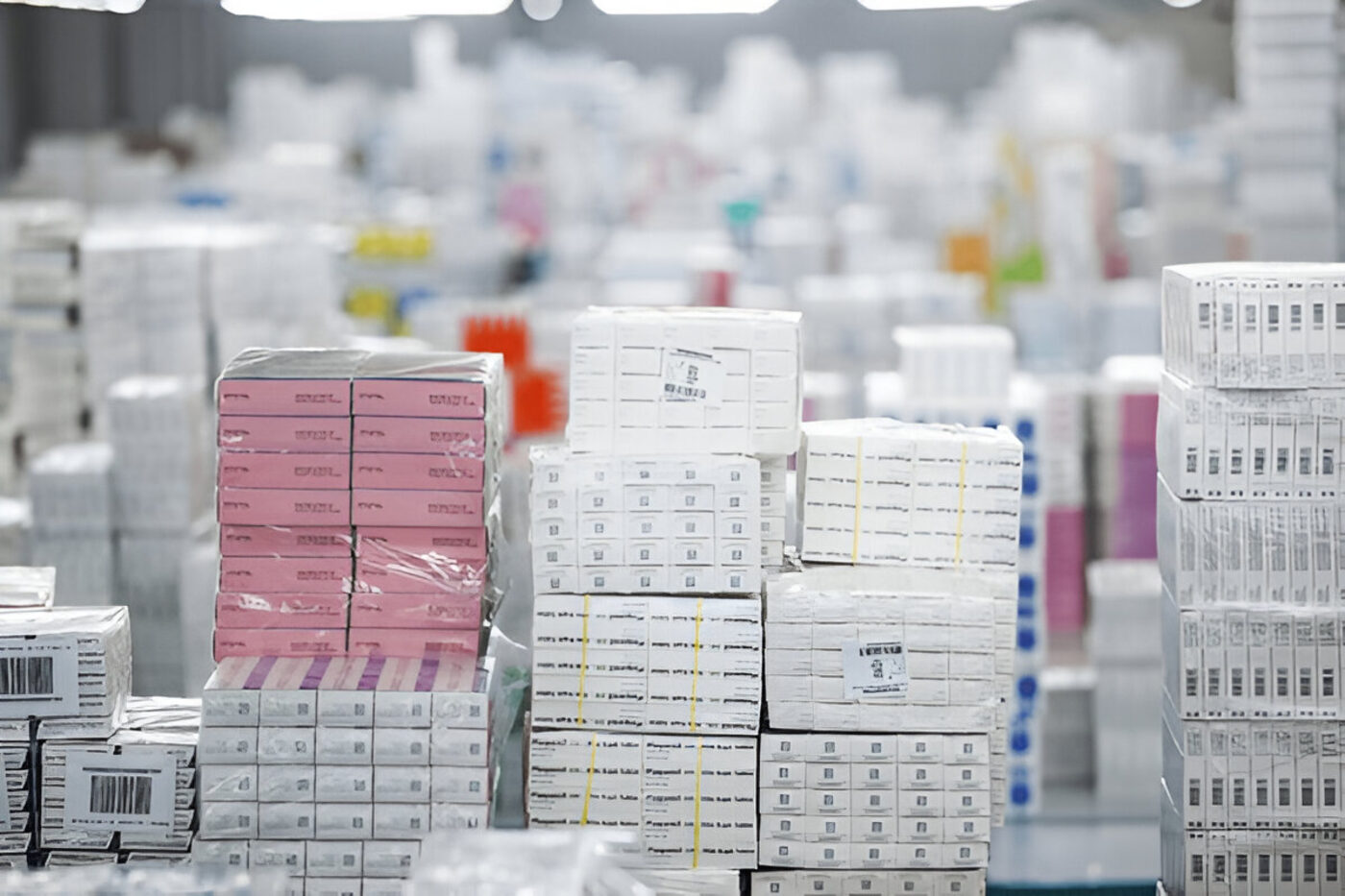 Stacked pharmaceutical stock boxes